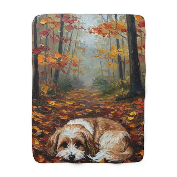 Acrylic Havanese - Autumn Woods | Sherpa Fleece Blanket