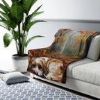 Havanese Acrylic sherpa blanket by Tritan, on sofa