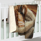 Havanese Acrylic sherpa blanket by Tritan, on bed