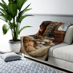 Havanese Acrylic sherpa blanket by Tritan, on sofa