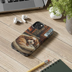 Havanese Acrylic tough phone case by Tritan, on a desk