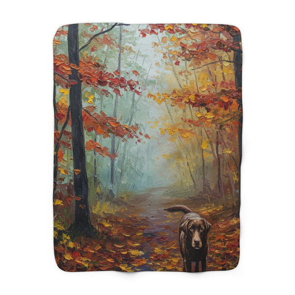 Acrylic Labrador Retriever - Autumn Woods | Sherpa Fleece Blanket