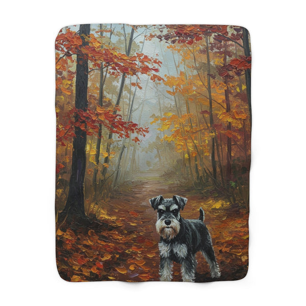 Acrylic Miniature Schnauzer - Autumn Woods | Sherpa Fleece Blanket