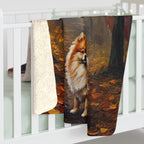 Pomeranian Acrylic sherpa blanket by Tritan, on bed