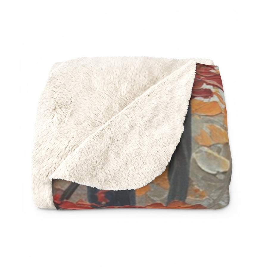 Acrylic Pomeranian - Autumn Woods | Sherpa Fleece Blanket