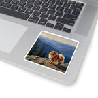 Pomeranian Acrylic vinyl sticker by Tritan, on a laptop