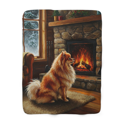 Acrylic Pomeranian - Winter Hearth | Sherpa Fleece Blanket