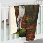 Poodle Acrylic sherpa blanket by Tritan, on bed
