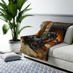 Rottweiler Acrylic sherpa blanket by Tritan, on sofa