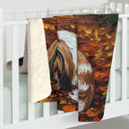 Shih Tzu Acrylic sherpa blanket by Tritan, on bed