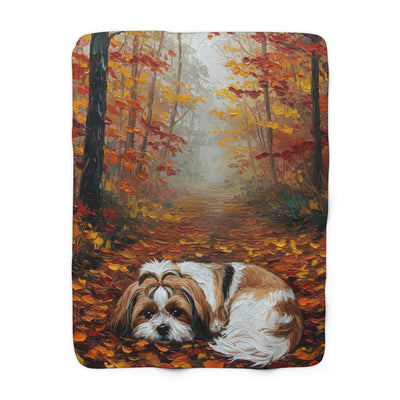 Acrylic Shih Tzu - Autumn Woods | Sherpa Fleece Blanket