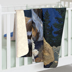 Shih Tzu Acrylic sherpa blanket by Tritan, on bed