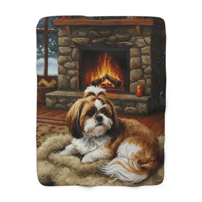 Acrylic Shih Tzu - Winter Hearth | Sherpa Fleece Blanket