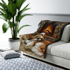 Shih Tzu Acrylic sherpa blanket by Tritan, on sofa