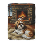 Shih Tzu Acrylic sherpa blanket by Tritan, front