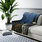 Siberian Husky Acrylic sherpa blanket by Tritan, on sofa