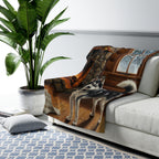 Siberian Husky Acrylic sherpa blanket by Tritan, on sofa