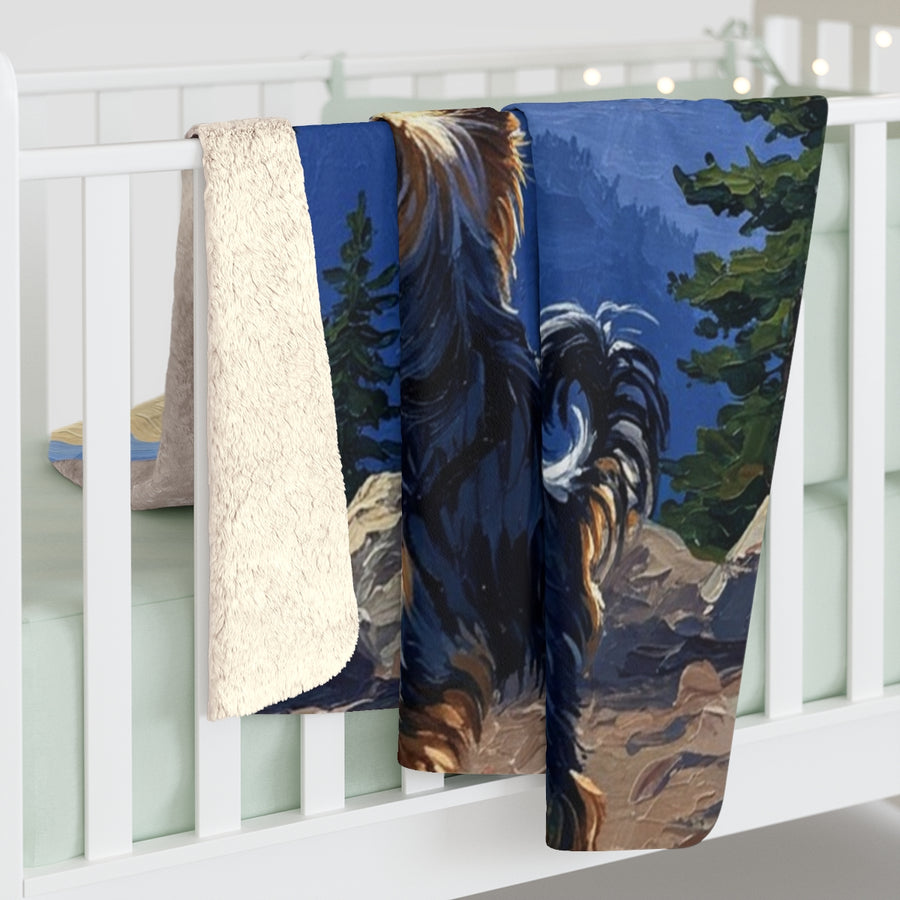 Yorkshire Terrier Acrylic sherpa blanket by Tritan, on bed