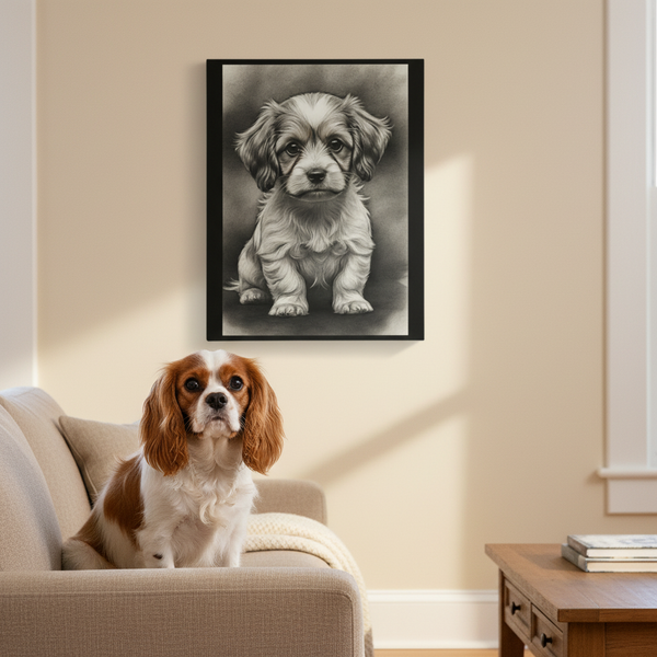 Havanese Charcoal Portrait Canvas Wall Art | Dog Lover Gift | Pet Memorial | Havanese Mom Gift | Home Decor — Lifestyle View