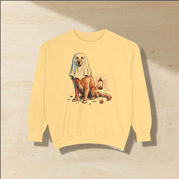 Golden Retriever Halloween Sweatshirt | Ghost Dog Comfort Colors Sweatshirt Gift