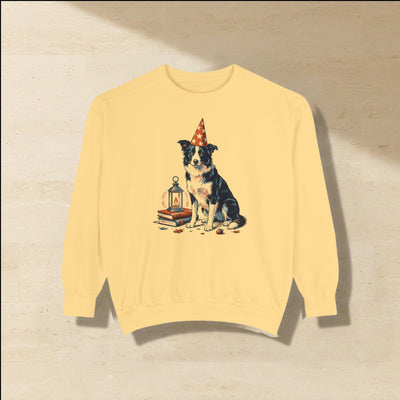 Border Collie Halloween Sweatshirt | Wizard Dog Comfort Colors Sweatshirt Gift