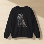 Cane Corso Sweatshirt laid flat on a warm limestone surface, shot from overhead