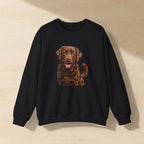 Labrador Retriever Sweatshirt laid flat on a warm limestone surface, shot from overhead