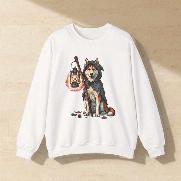 Husky Halloween Crewneck | Reaper Dog Crewneck Sweatshirt Gift