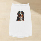 Bernese Mountain Dog Dog Shirt laid flat on a warm limestone surface, shot from overhead