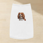 Cavalier King Charles Spaniel Dog Shirt laid flat on a warm limestone surface, shot from overhead