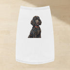 Standard Poodle Dog Shirt laid flat on a warm limestone surface, shot from overhead