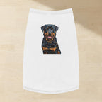 Rottweiler Dog Shirt laid flat on a warm limestone surface, shot from overhead