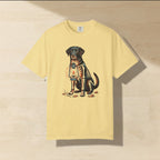 Labrador Halloween Shirt laid flat on a warm limestone surface, shot from overhead