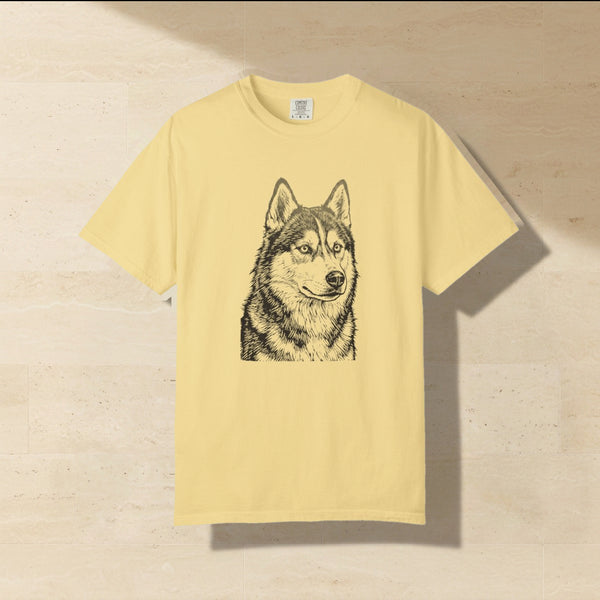 Husky Woodcut Shirt | Comfort Colors Dog Tee