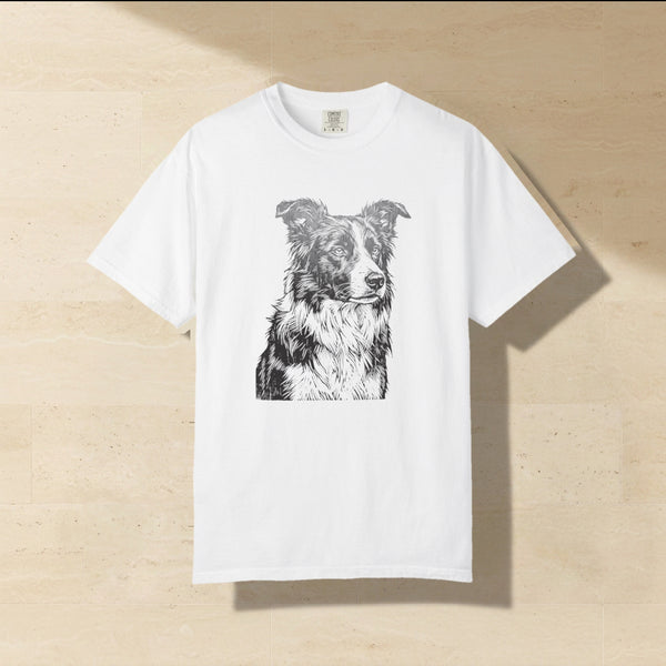 Border Collie Woodcut Shirt | Comfort Colors Dog Tee