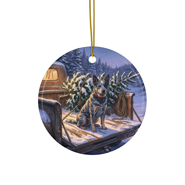 Australian Cattle Dog Christmas Storybook Ceramic Tree Ornament, Storybook Dog Art, Australian Cattle Dog Lover Gift