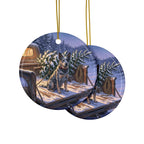 Australian Cattle Dog Christmas Storybook ceramic ornament by Tritan, front and back