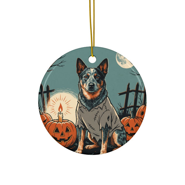 Australian Cattle Dog Halloween Poster ceramic ornament by Tritan, front
