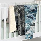 Australian Shepherd Acrylic sherpa blanket by Tritan, on bed