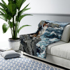 Australian Shepherd Acrylic sherpa blanket by Tritan, on sofa