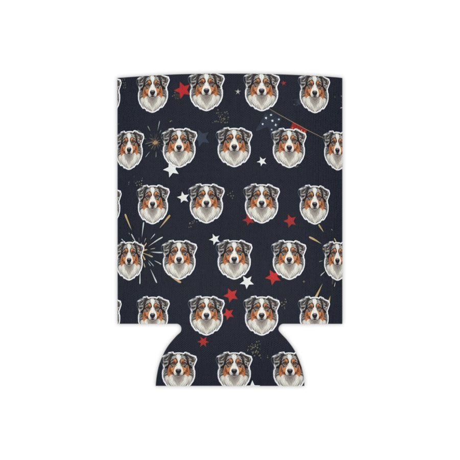Australian Shepherd Can Cooler, America 250 Patriotic Dog Pattern Gift, Aussie Decor, Independence Day Drink Coolie