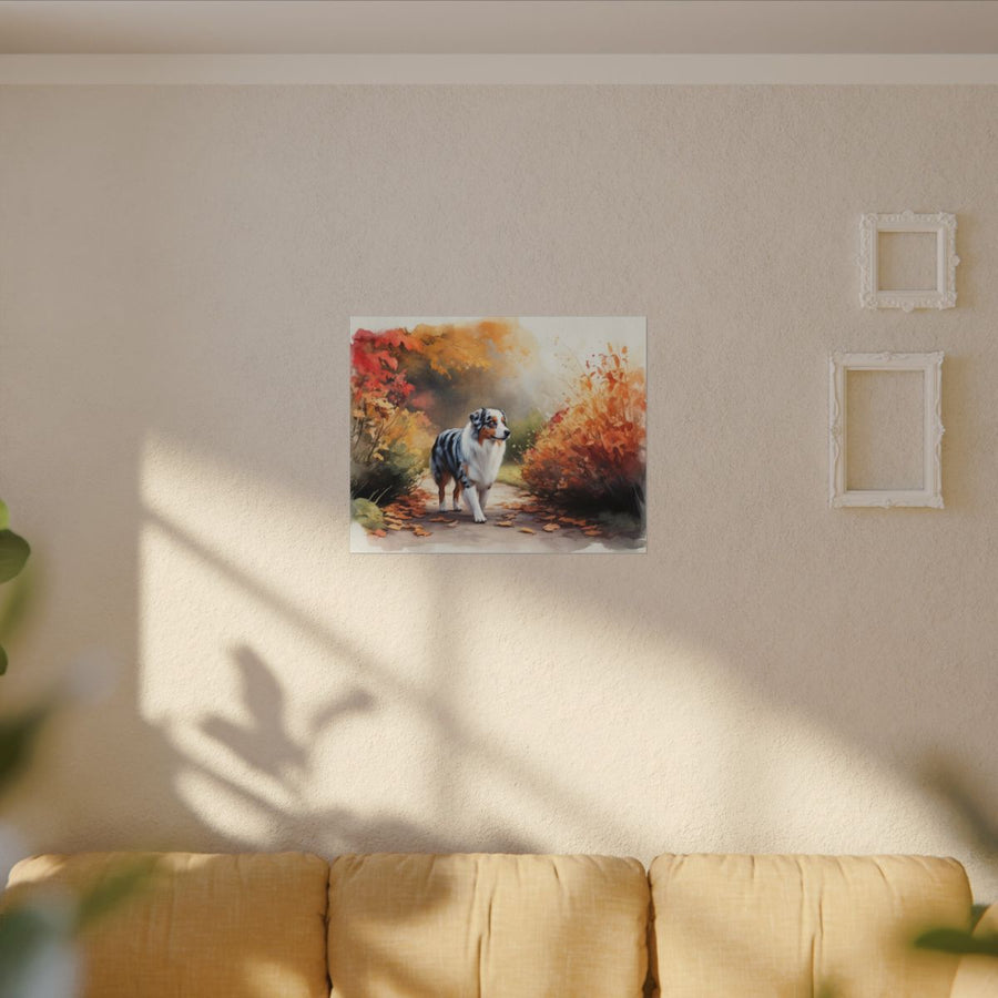 Australian Shepherd Canvas Wall Art, Aussie Dog Mom Gift, Pet Portrait Decor, Dog Lover Present, Watercolor Painting Print