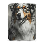 Australian Shepherd Charcoal Portrait, Aussie Dog Wall Art, Pet Lover Gift, Rustic Home Decor Throw Blanket | Premium Dog Prints | Tritan