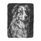 Australian Shepherd Charcoal sherpa blanket by Tritan, front