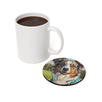 Australian Shepherd Coaster Oil Painting Soccer Portrait - Aussie Dog Art Decor, Pet Lover Gift, Puppy Keepsake