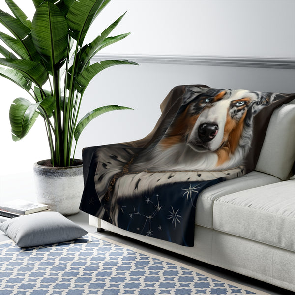 Australian Shepherd Kings & Queens Royal Portrait Regal Throw Blanket | Premium Dog Prints | Tritan — Lifestyle View