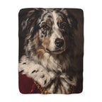 Australian Shepherd Kings & Queens sherpa blanket by Tritan, front