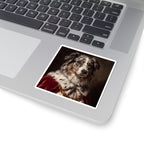 Australian Shepherd Kings & Queens vinyl sticker by Tritan, on a laptop