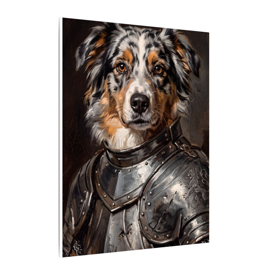 Australian Shepherd Medieval Knight canvas print by Tritan, side