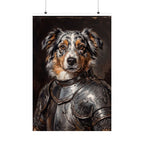 Australian Shepherd Medieval Knight matte poster print by Tritan, front